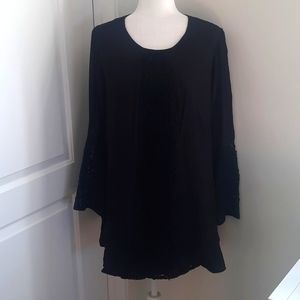 Do+Be Black Boho Dress with Bell Sleeves size medium